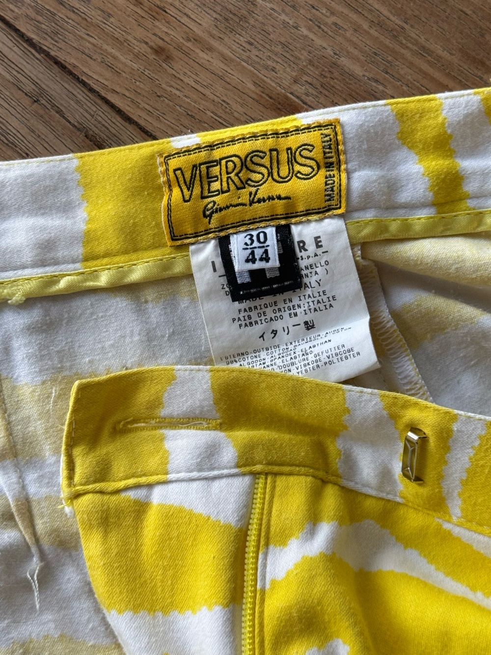 Versace Yellow and White Zebra-Print Boot Cut Pants - Picture 4 of 8